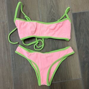 Frankie’s bikinis brand new bikini pink and green